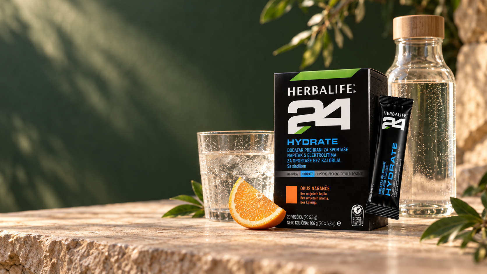 Herbalife24 H24 Hydrate with water and orange